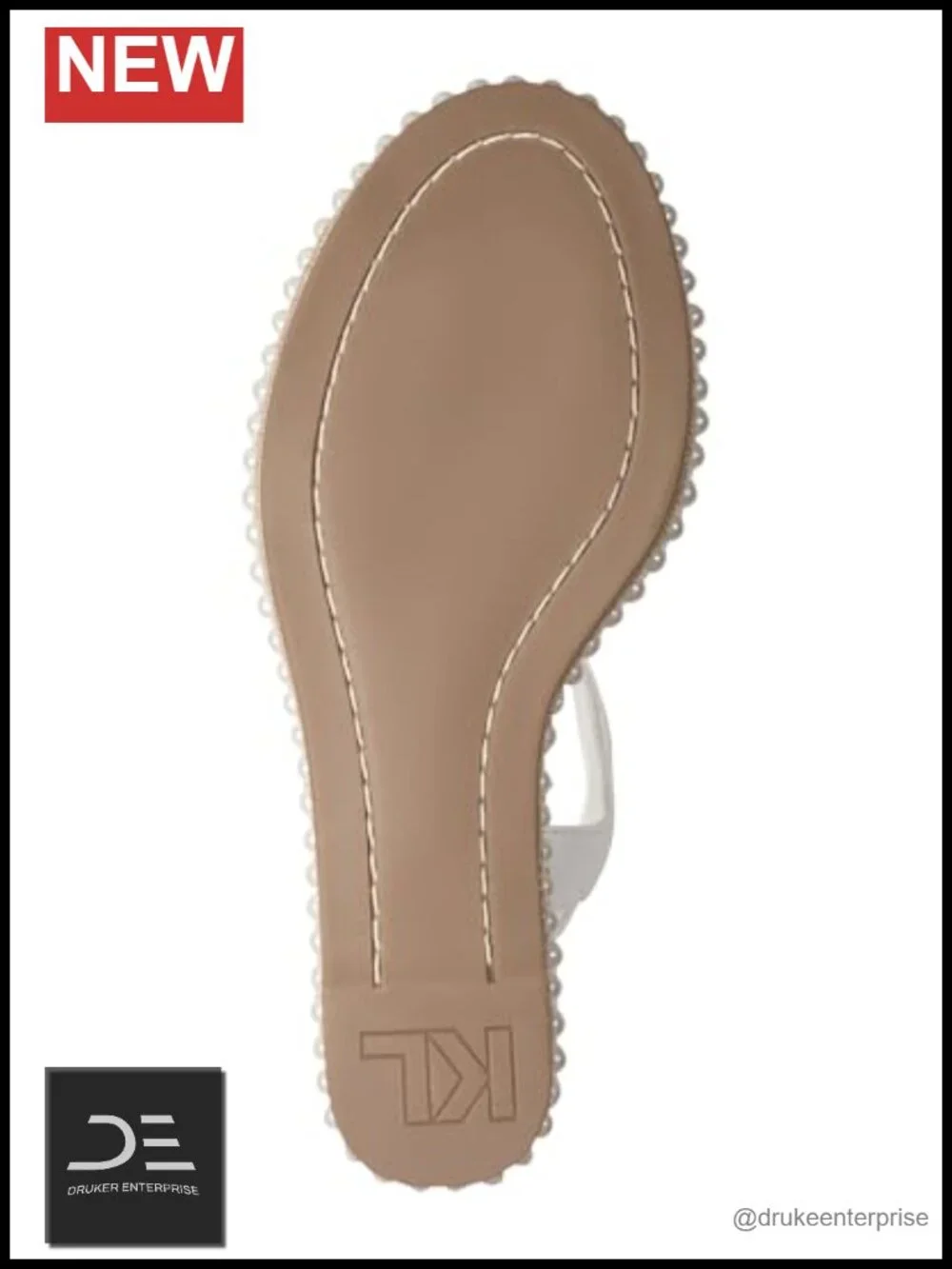 Karl Lagerfeld Women's Calzona Wedge Sandal with Pearl Embellishments